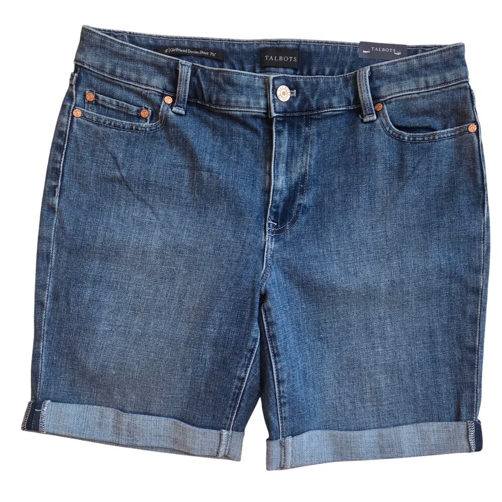 Talbots Denim Jean Shorts Girlfriend Cuffed NWT sz 8p Runs Big, Fits sz 10